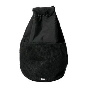 Pink Victoria Secret Black Drawstring Backpack Bag Outter Mesh Pockets 14x16 NWT